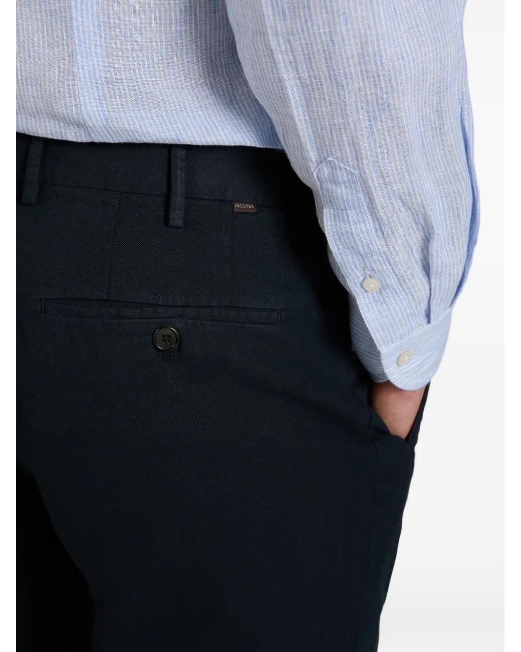 Slowear Blue Pleat Trousers for men