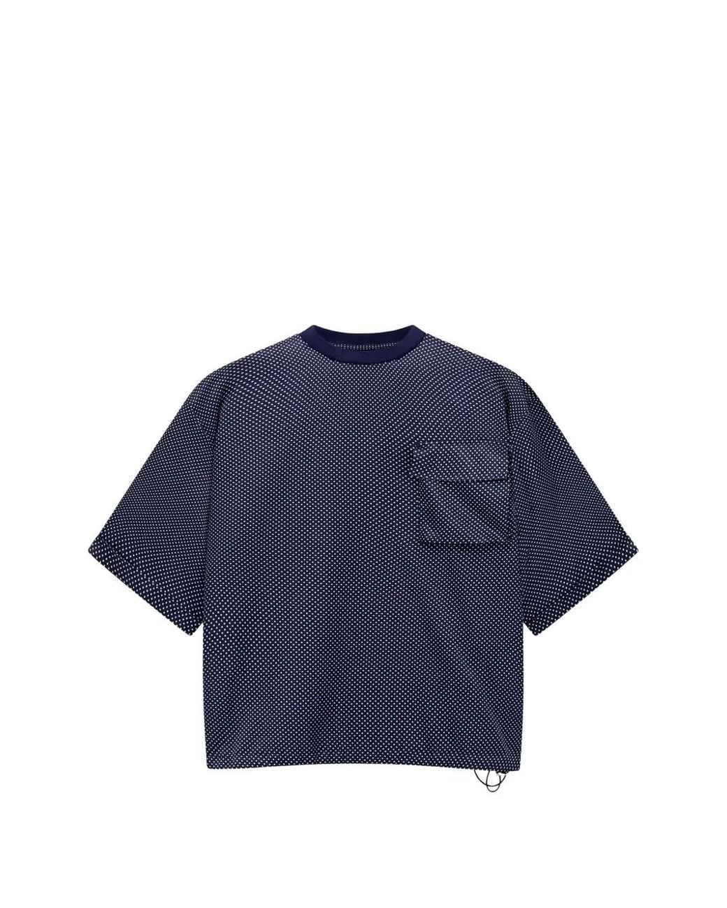 Giorgio Armani Blue Micro-Dot Chest-Pocket Silk T-Shirt for men