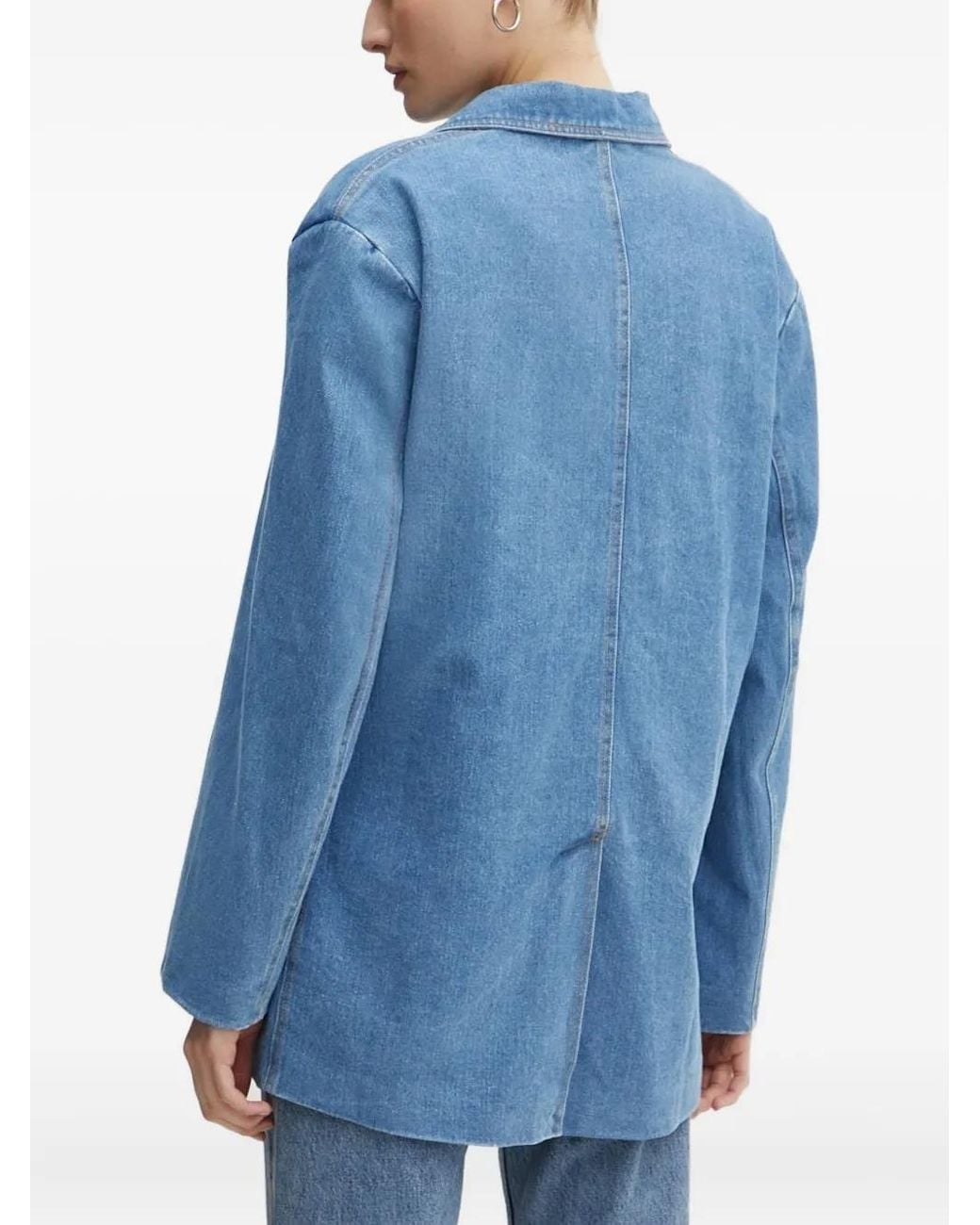Bardot Blue Button-Fastening Denim Blazer