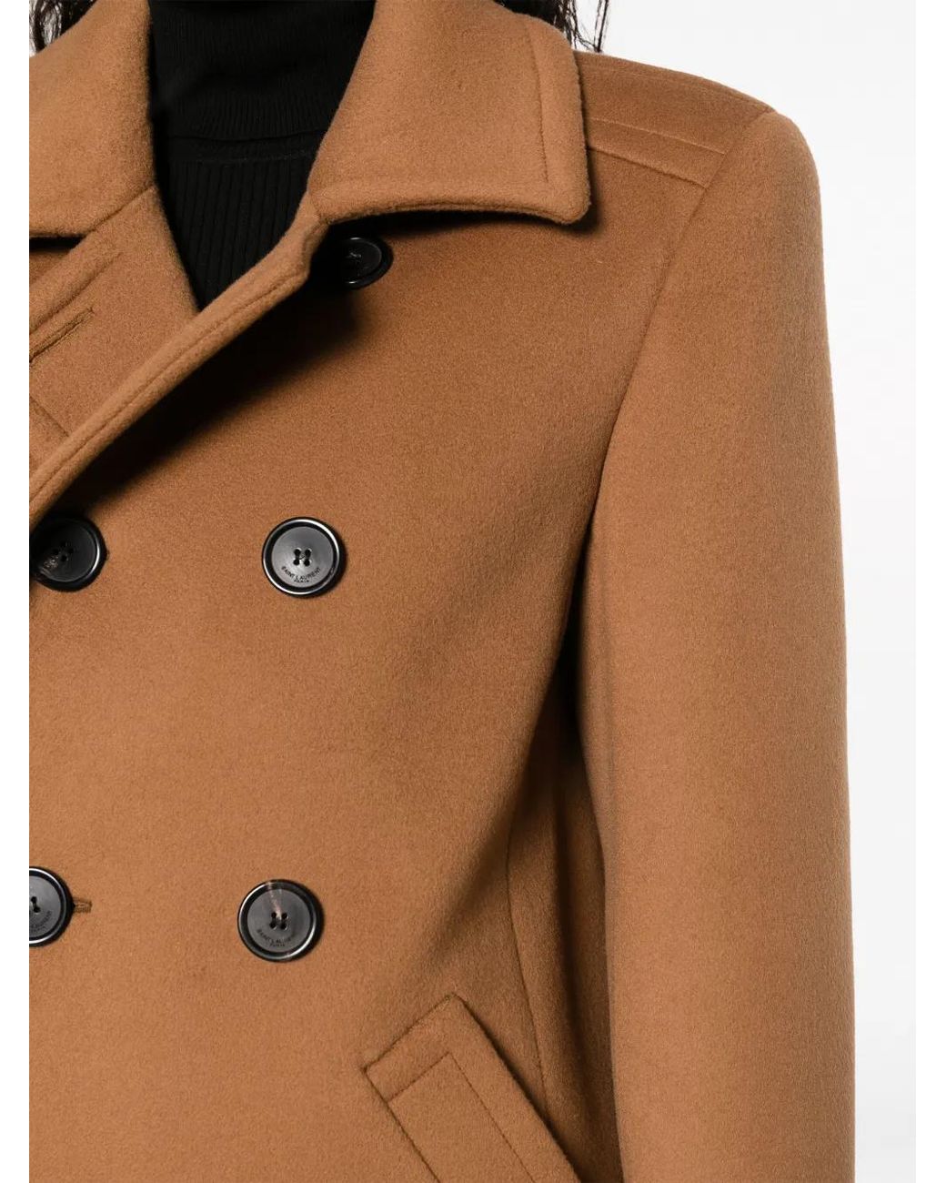Saint Laurent Brown Double-Breasted Wool Coat