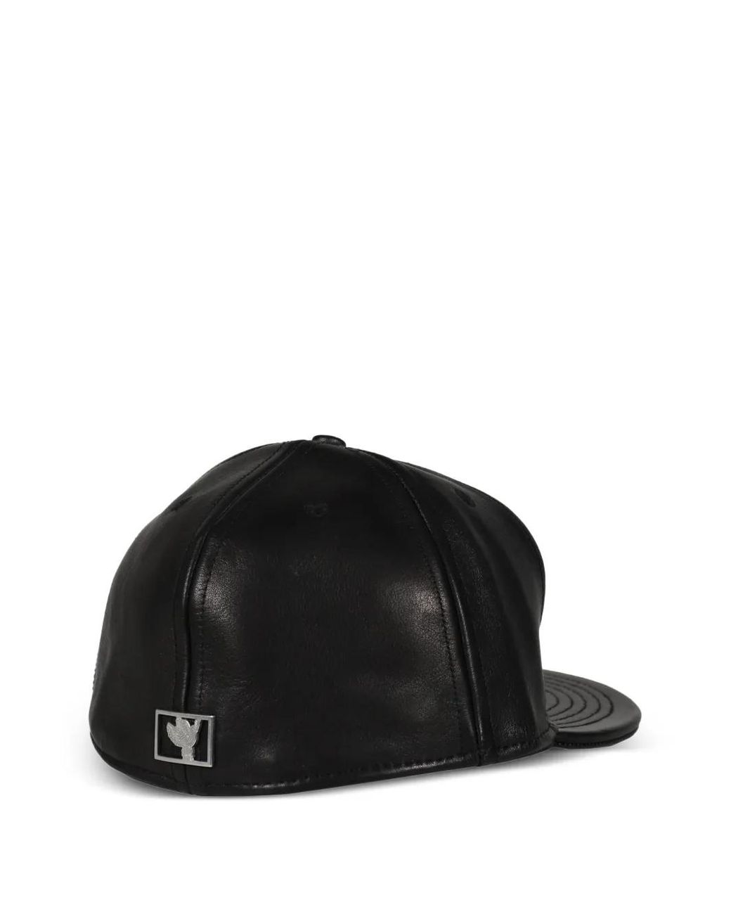 Earthling Collective Black Logo-Plaque Leather Cap for men
