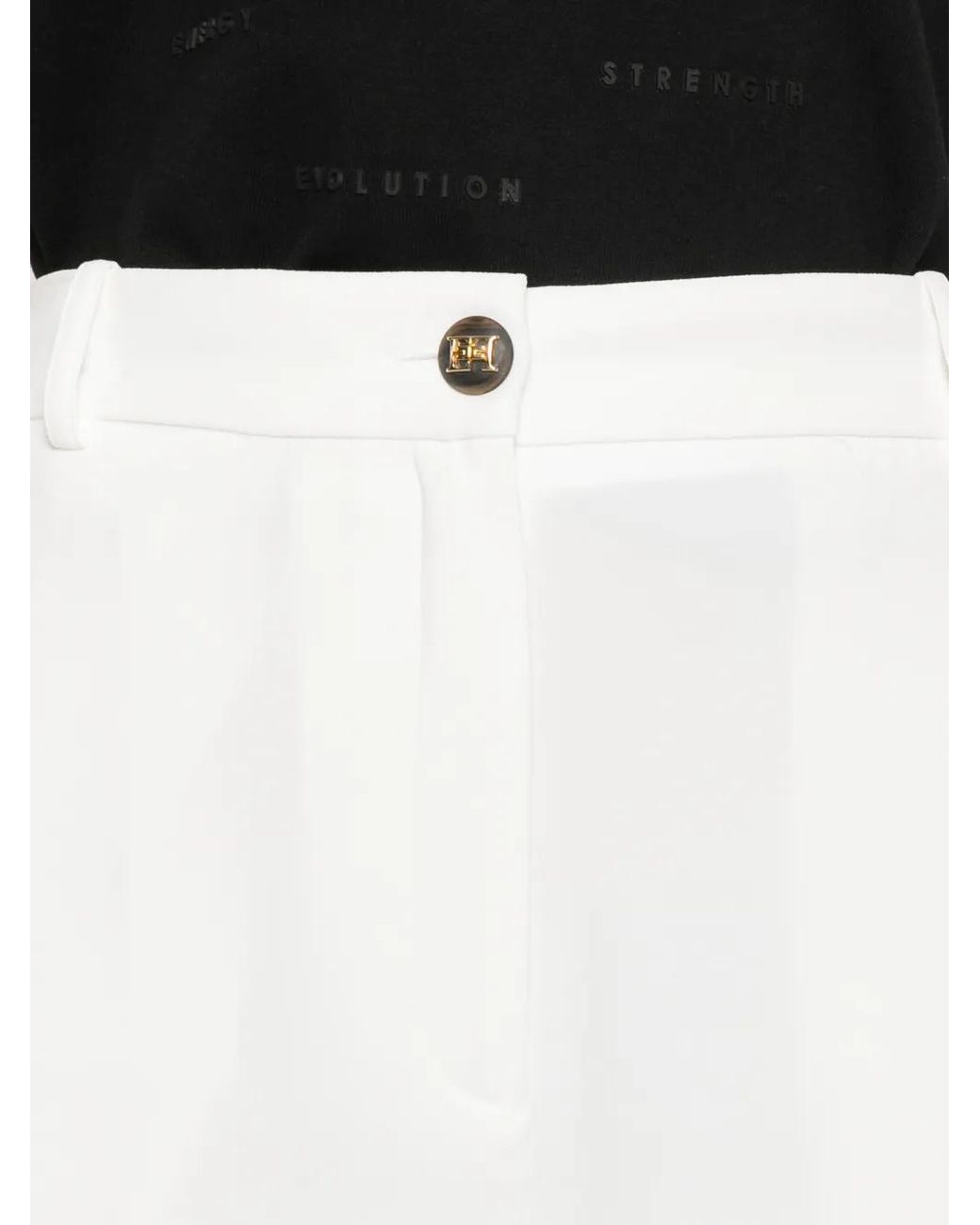 Elisabetta Franchi White Pantalon Léger En Crêpe
