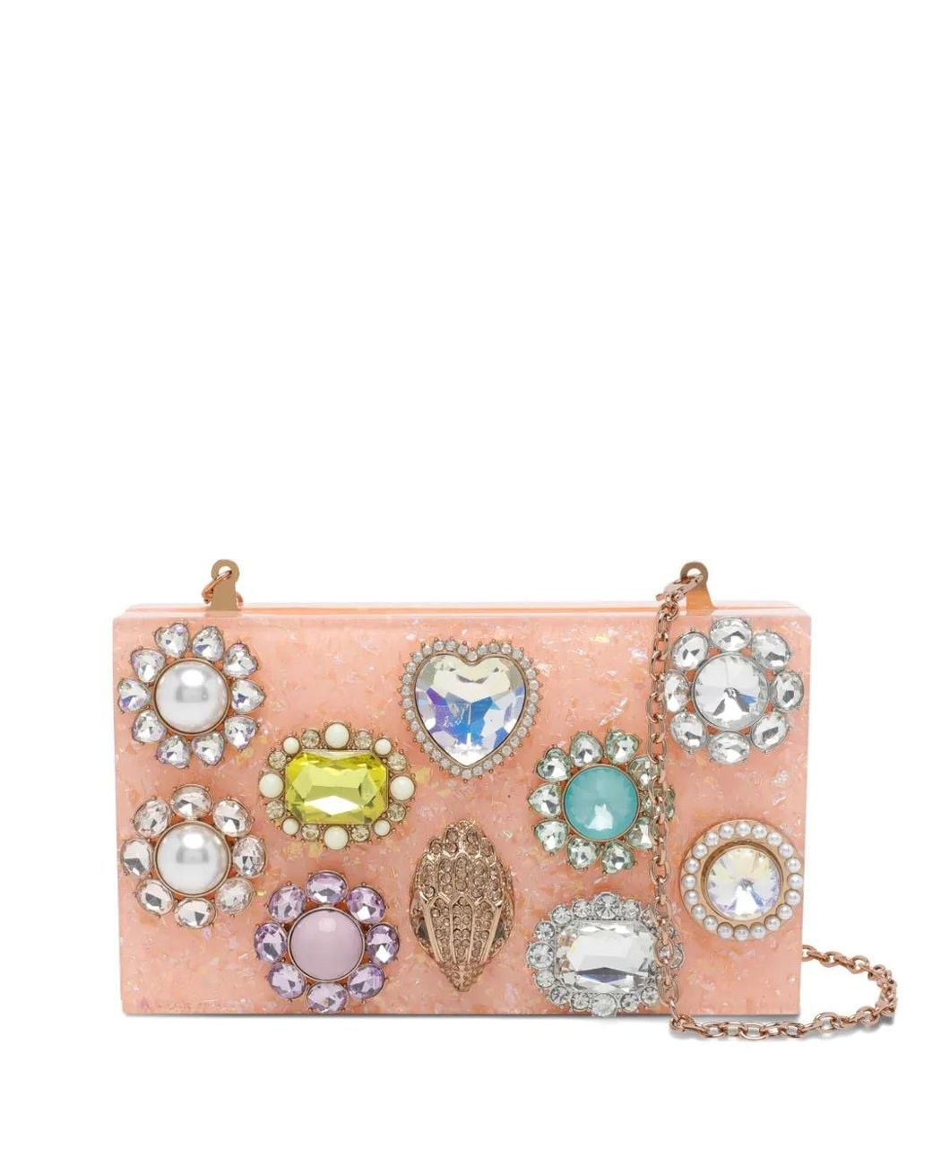 Kurt Geiger Pink Crystals Box Clutch