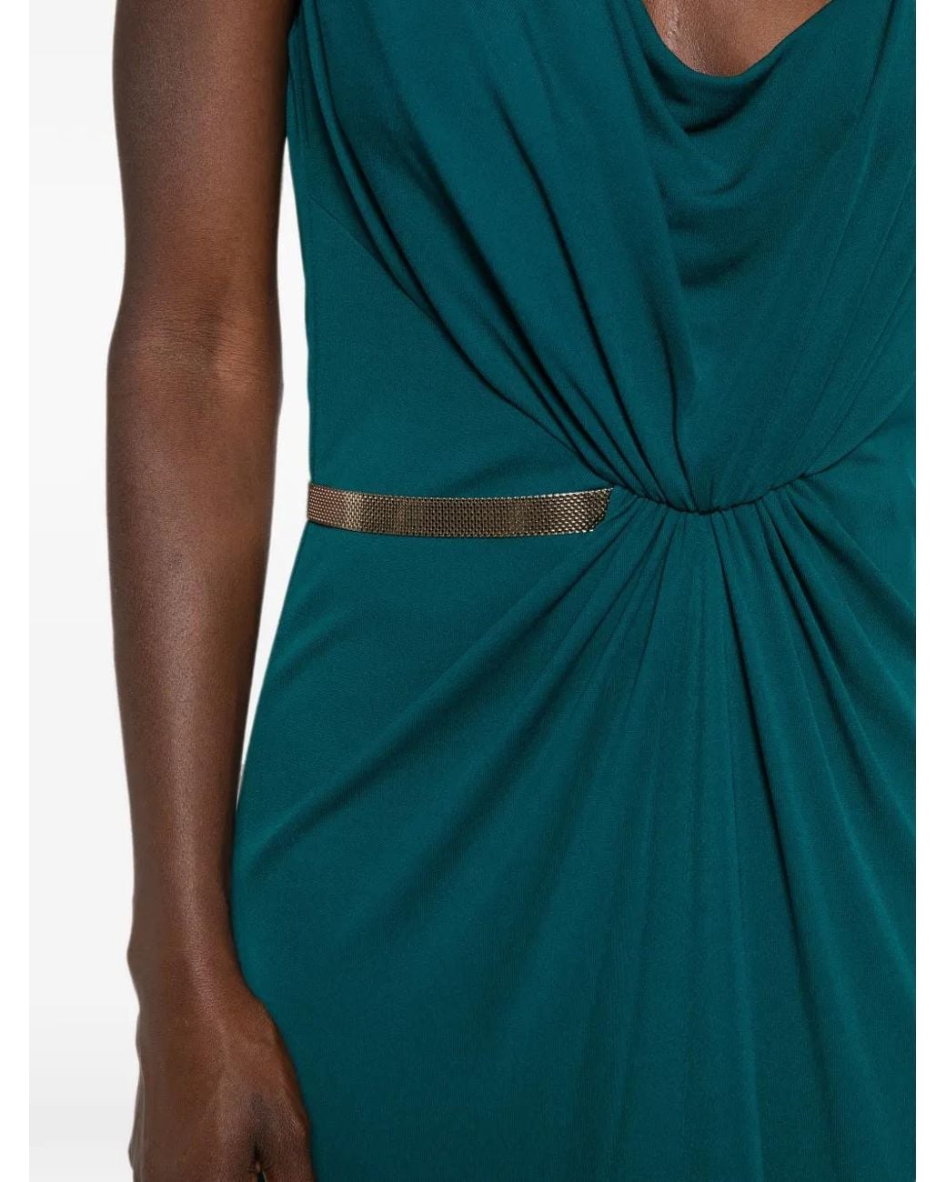 Tom Ford Green Crepe Jersey Asymmetric Draped Evening Dress