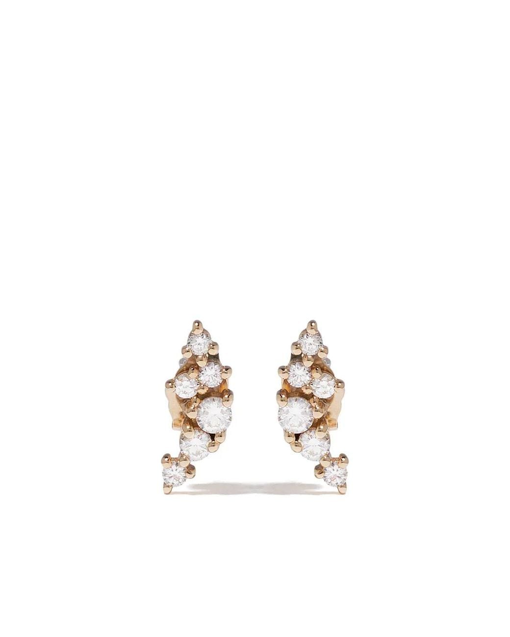 Mizuki White 14Kt Sea Of Beauty Diamond Cluster Small Stud Earrings