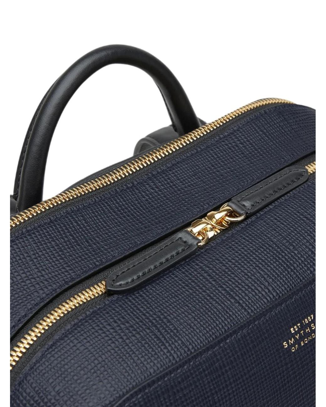 Smythson Blue Zip-Around Leather Backpack