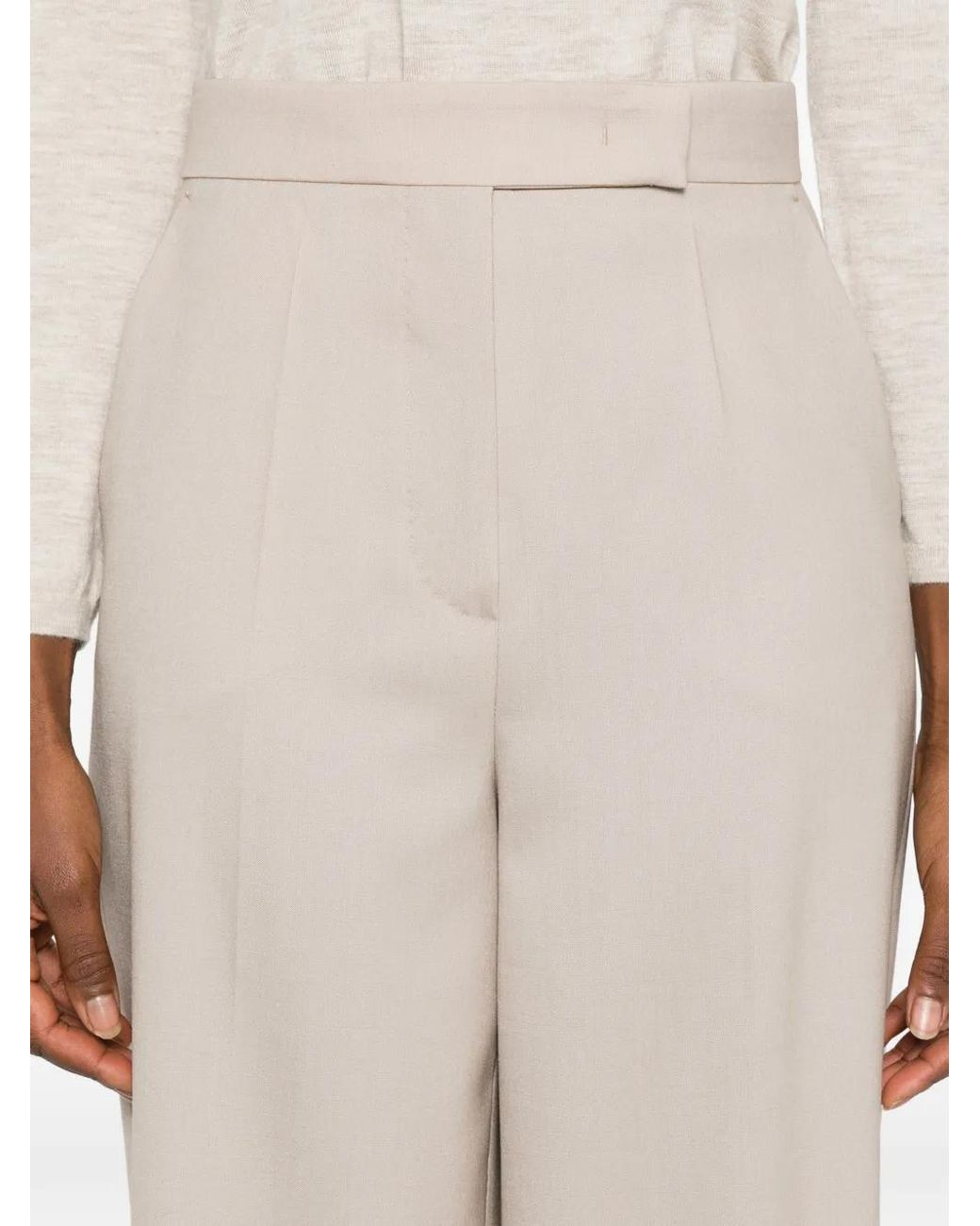 Max Mara White Palazzo Wool Pants