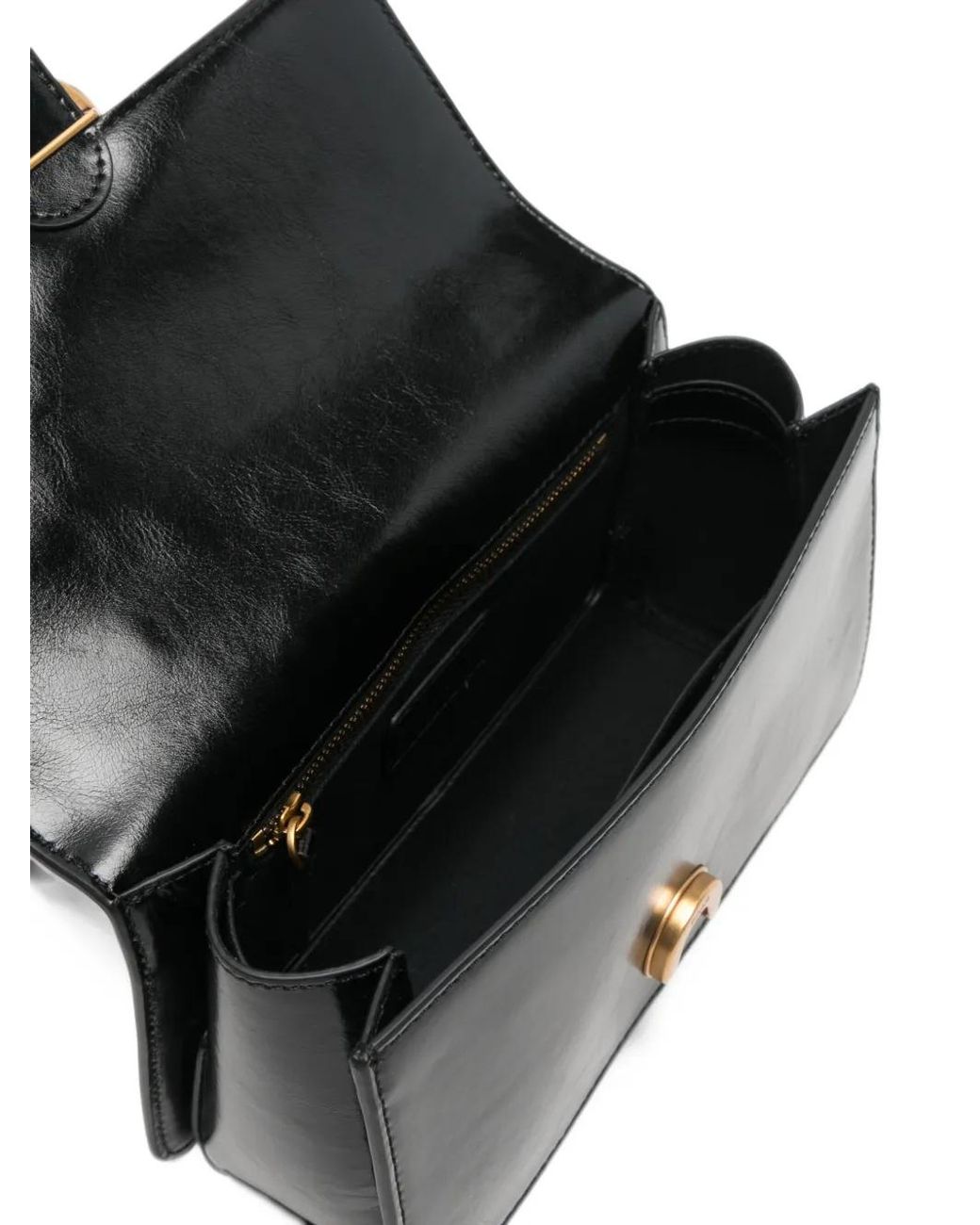 Pinko Black Love Birds Leather Shoulder Bag