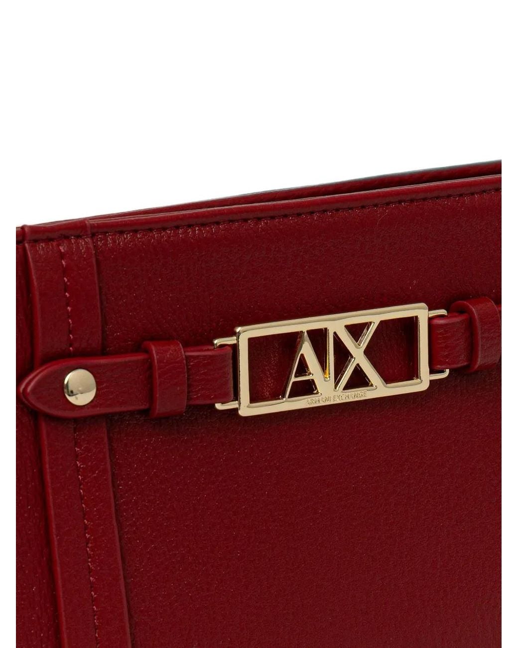 ARMANI EXCHANGE Red Logo-Plaque Chain-Link Tote Bag
