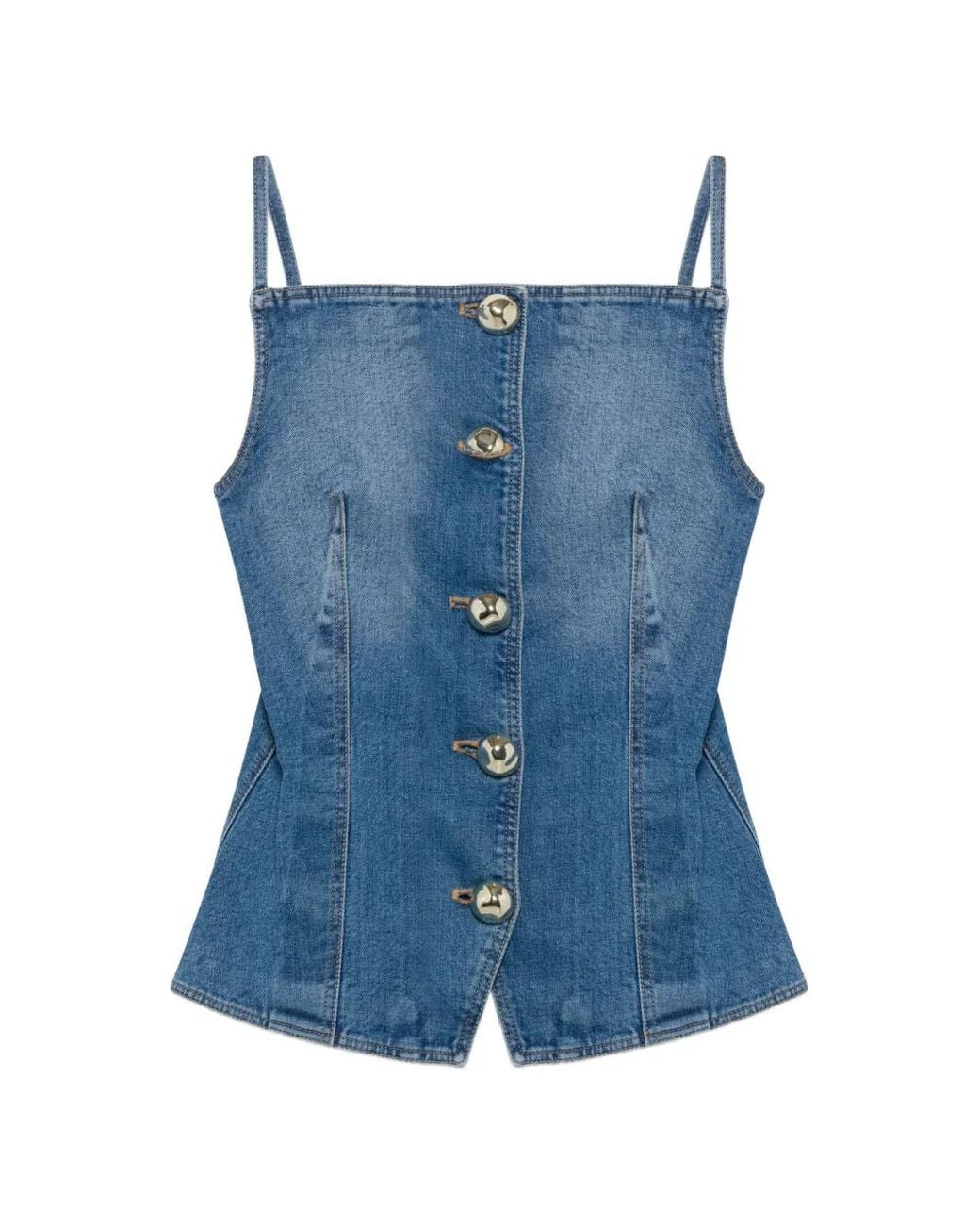Jonathan Simkhai Blue Junie Studded Denim Top