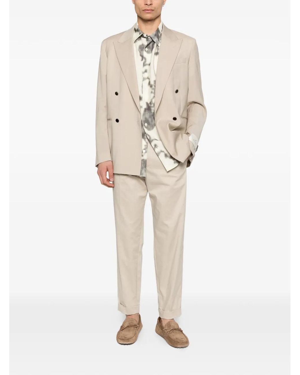 Manuel Ritz White Belt-Loop Pleated Trousers for men