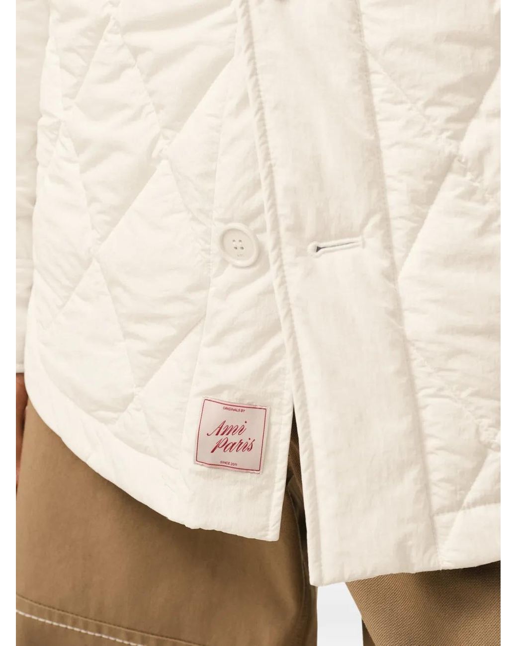 AMI White Gefütterte Jacke Mit Knöpfen