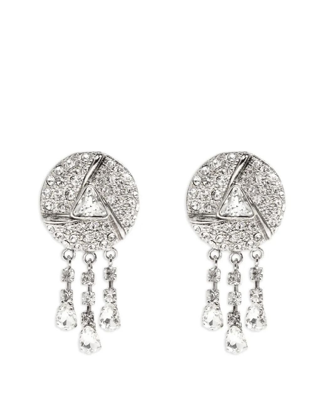 Alessandra Rich Metallic Stone Embellished Drop Earrings
