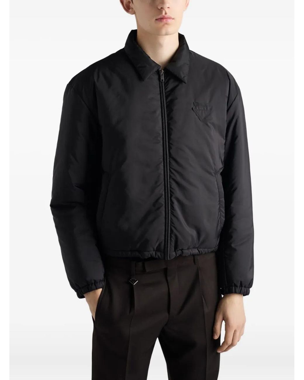 Prada Gefütterte Jacke Mit Triangel-Logo in Black für Herren
