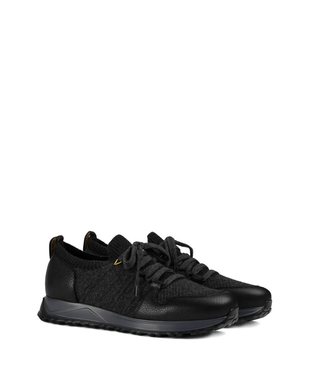 Doucal's Black Wool-Panelled Leather Sneakers for men