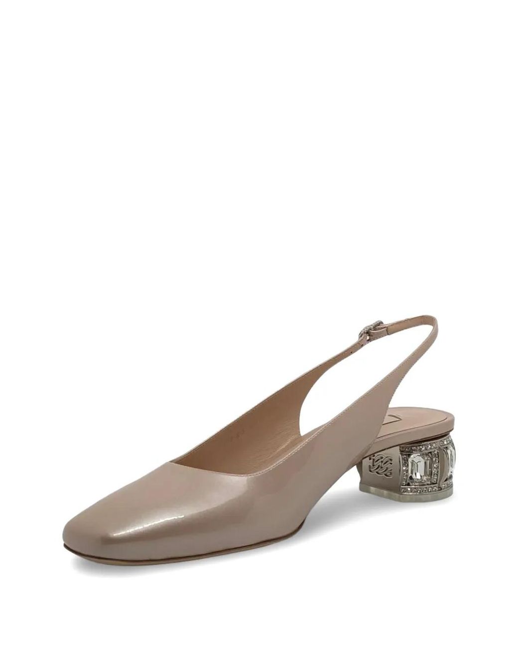 Casadei White Crystal-Embellished Slingback Pumps