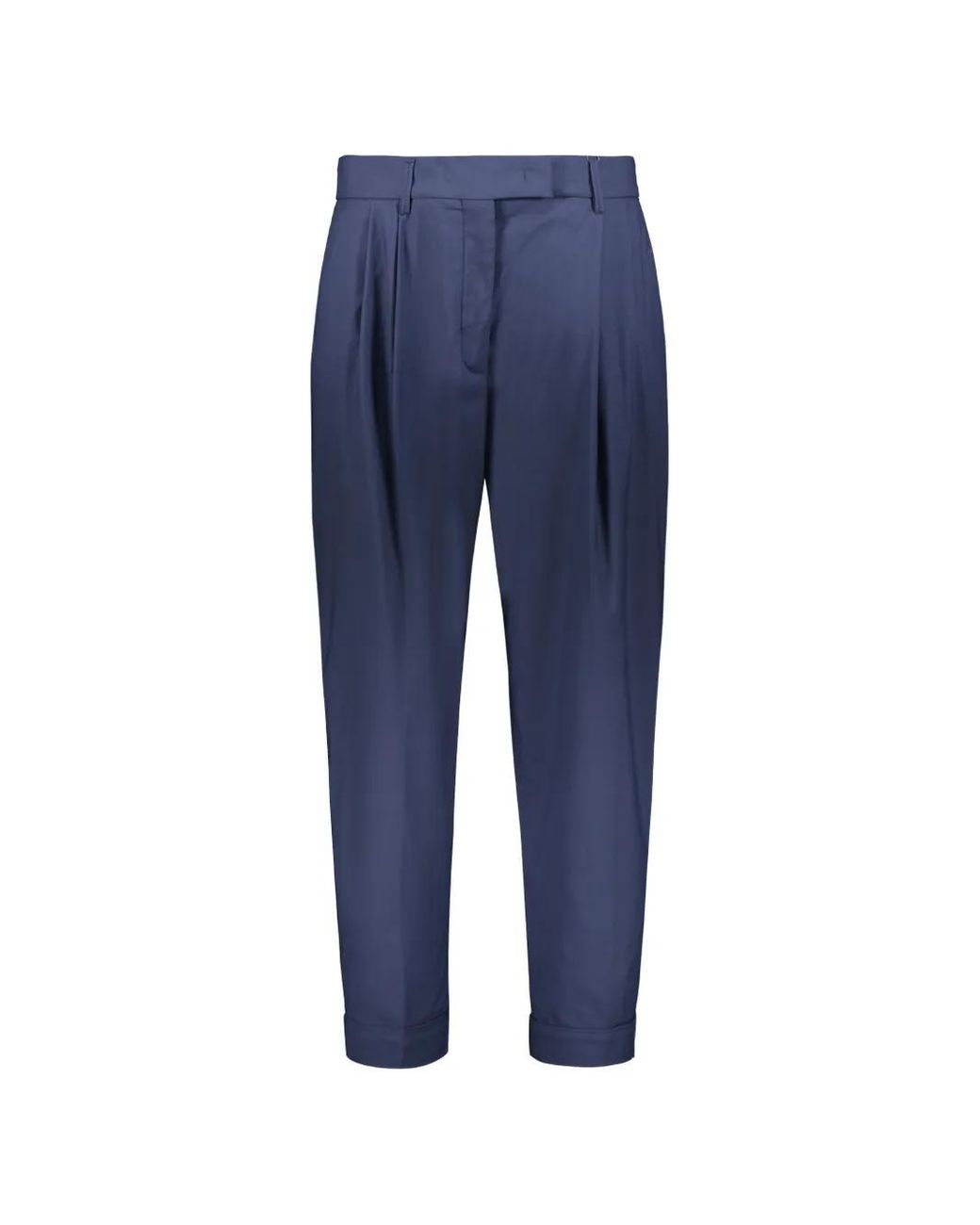 Moorer Blue Pleated Turn-Up Trousers
