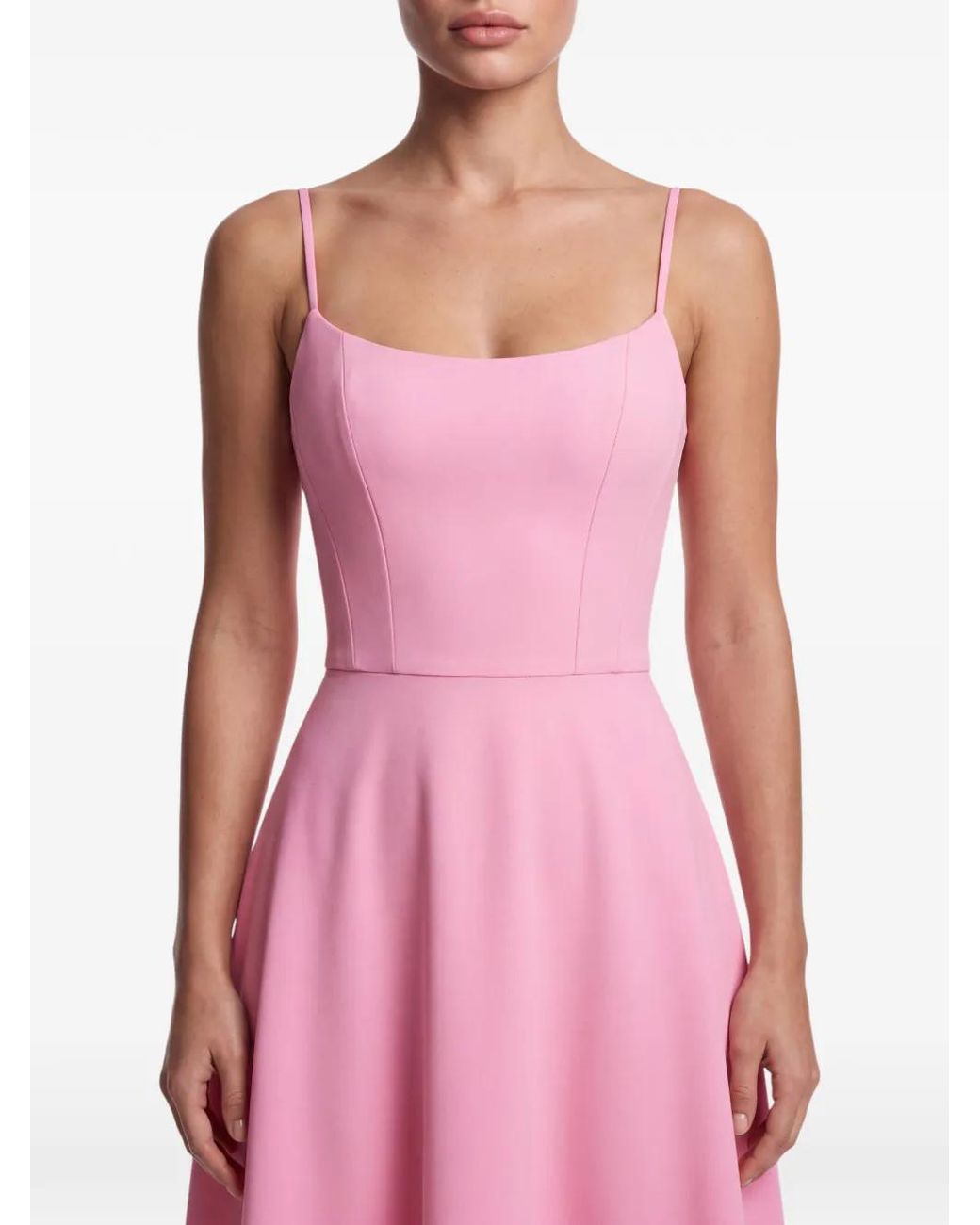 POST MERIDIEM Pink Scoop-Neck Flounce-Hem Midi Dress