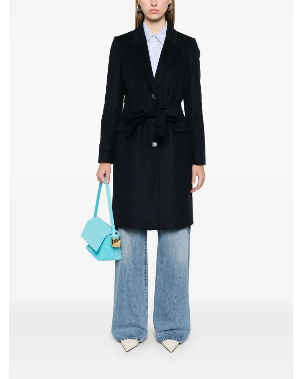 Twinset Black Logo-Plaque Coat