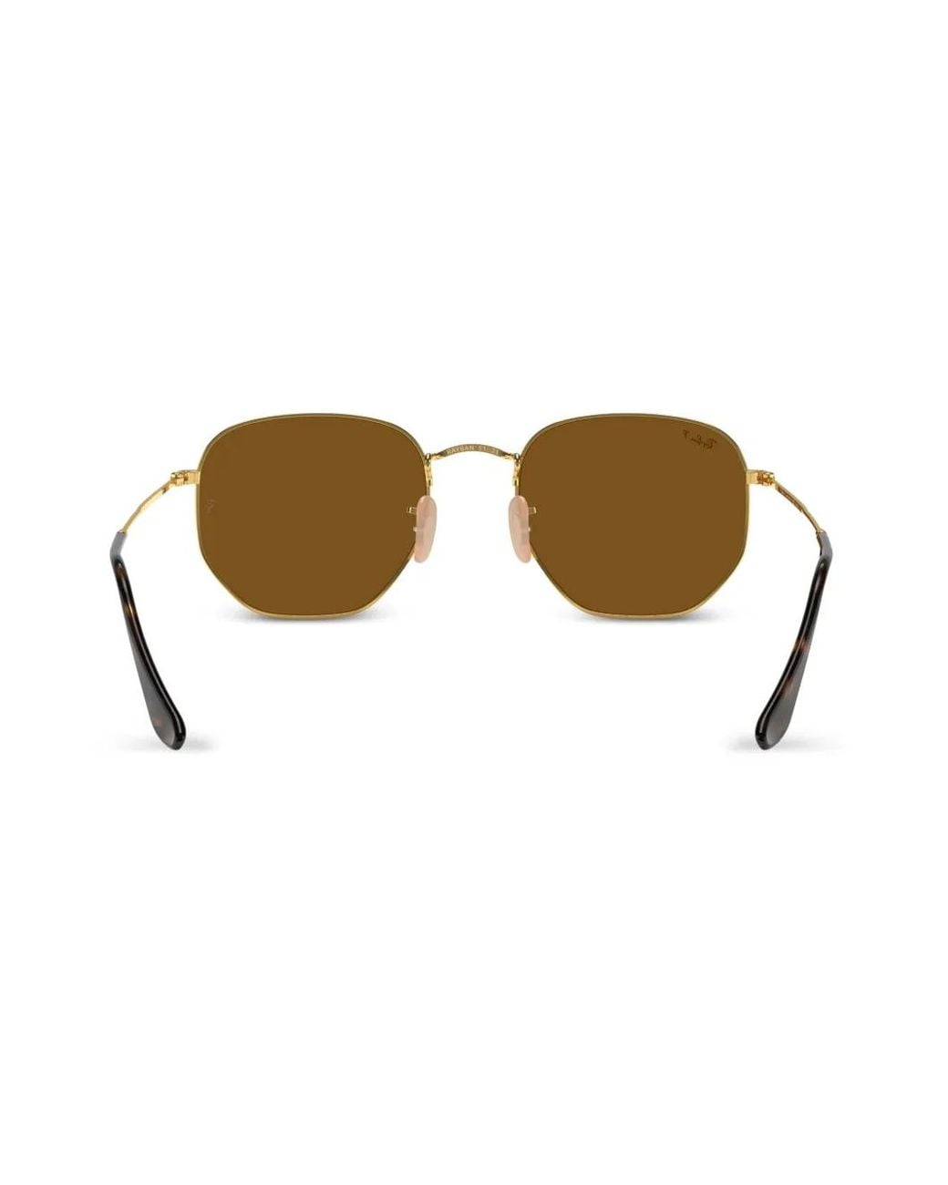 Ray-Ban Brown Hexagonal Flat Sunglasses