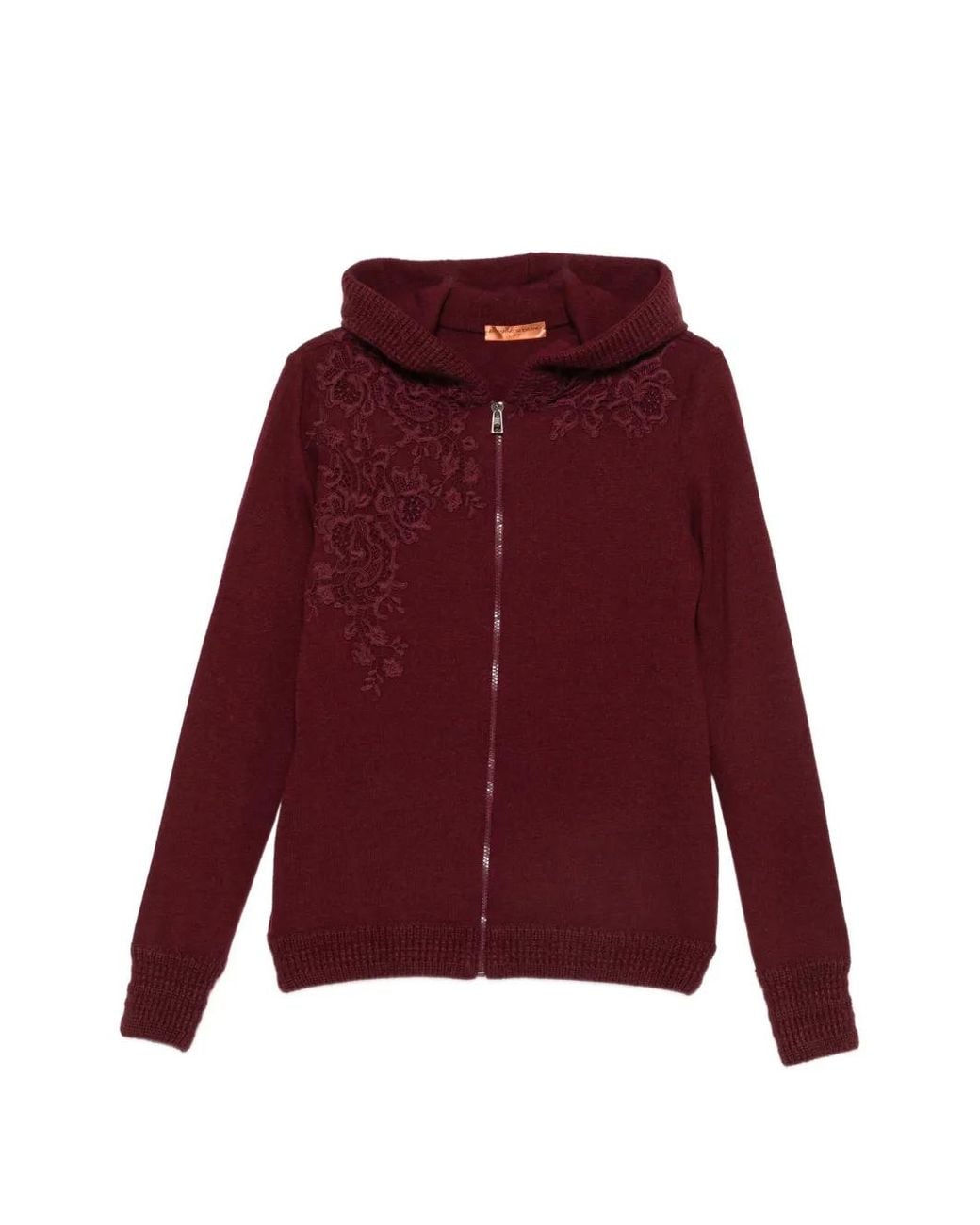 Ermanno Scervino Lace-Embroidered Zip-Up Hoodie
