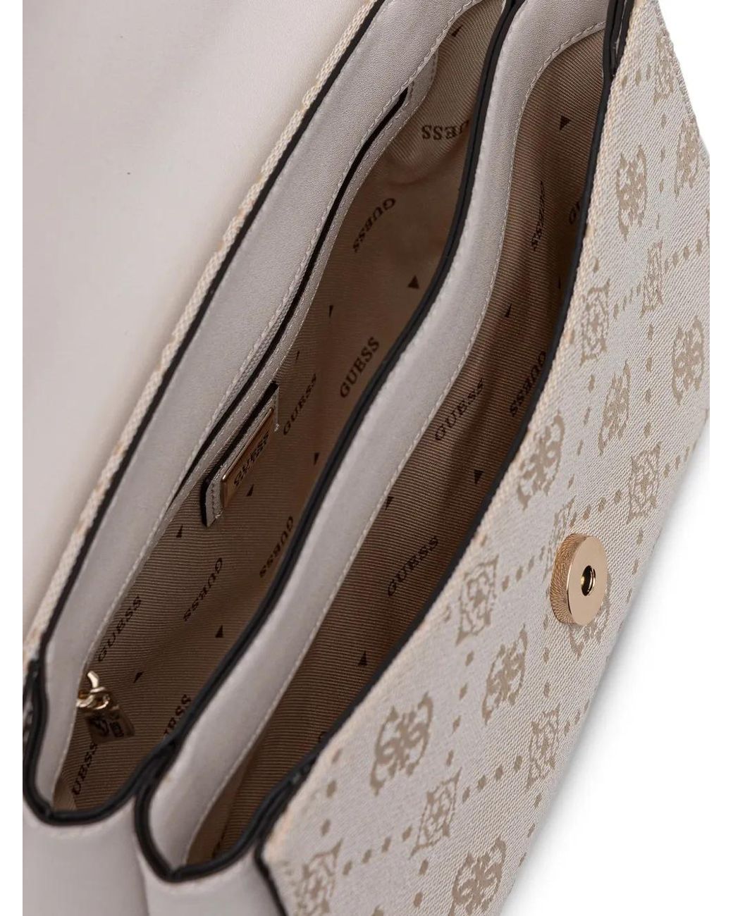 Guess White Patterned Top Handle Tote Bag