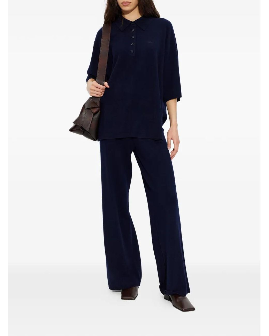 Gestuz Blue Short-Sleeve Polo Top