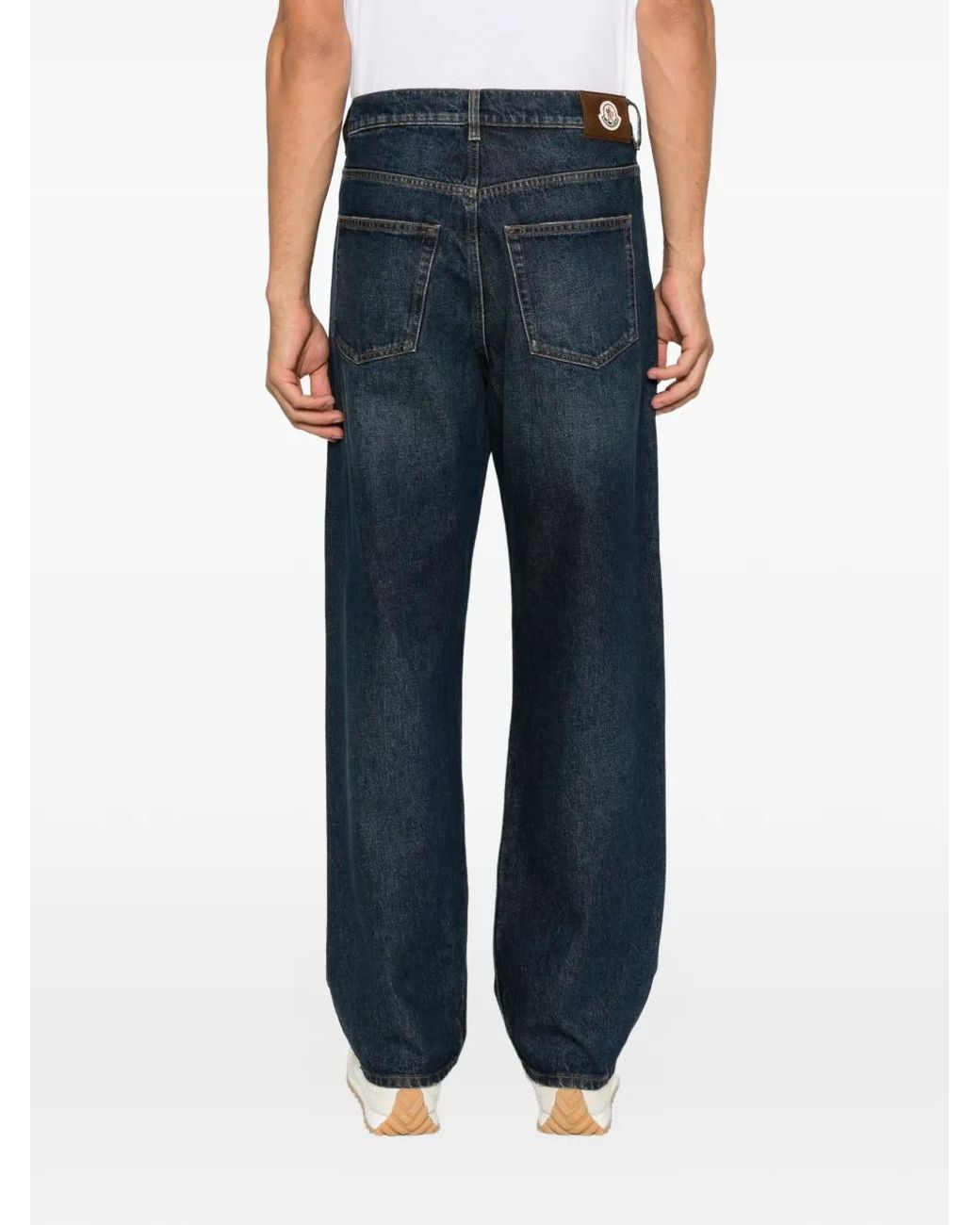 Moncler Blue Jean À Patch Logo for men