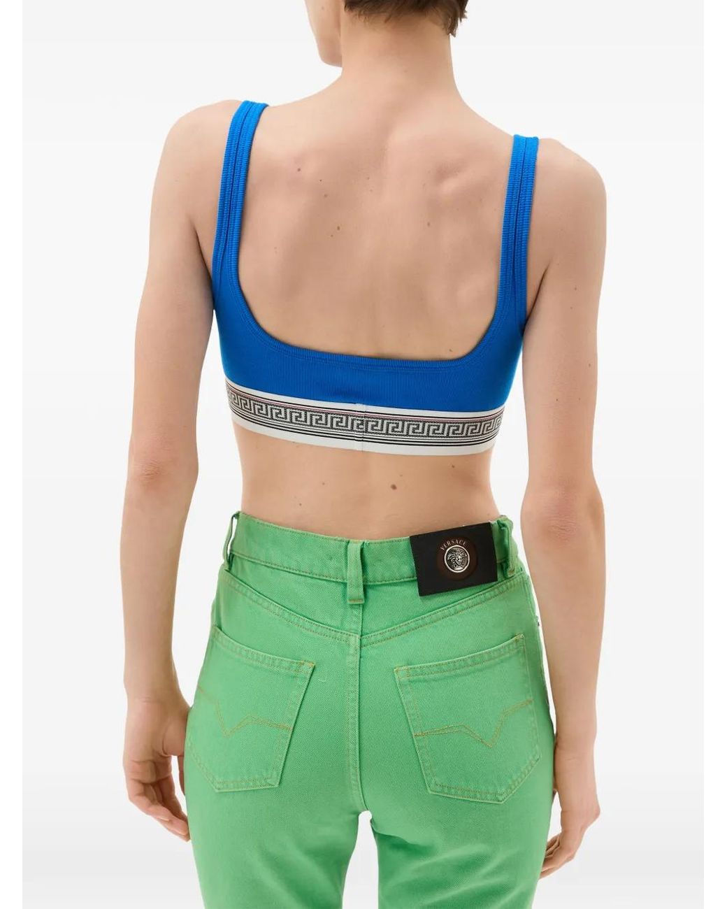 Versace Geribbelde Bralette Van Katoen-Jersey in het Blue