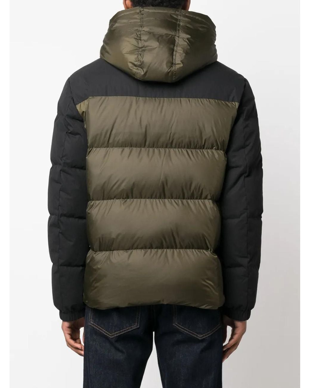Yves Salomon Green Detachable-Hood Down Jacket for men