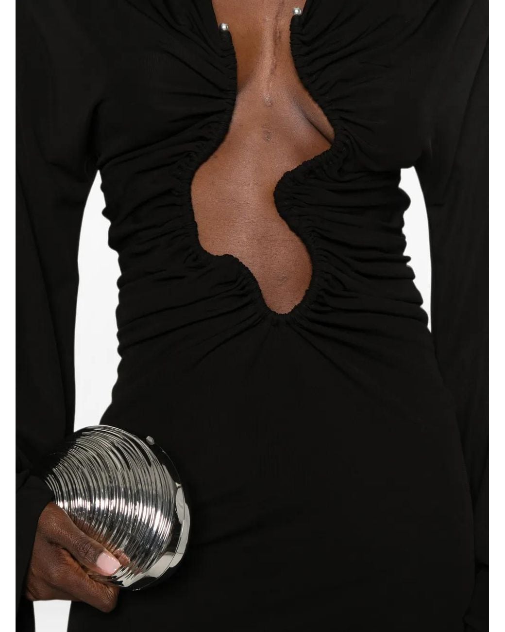 Christopher Esber Black Salacia Ruched Long Sleeve Mini Dress