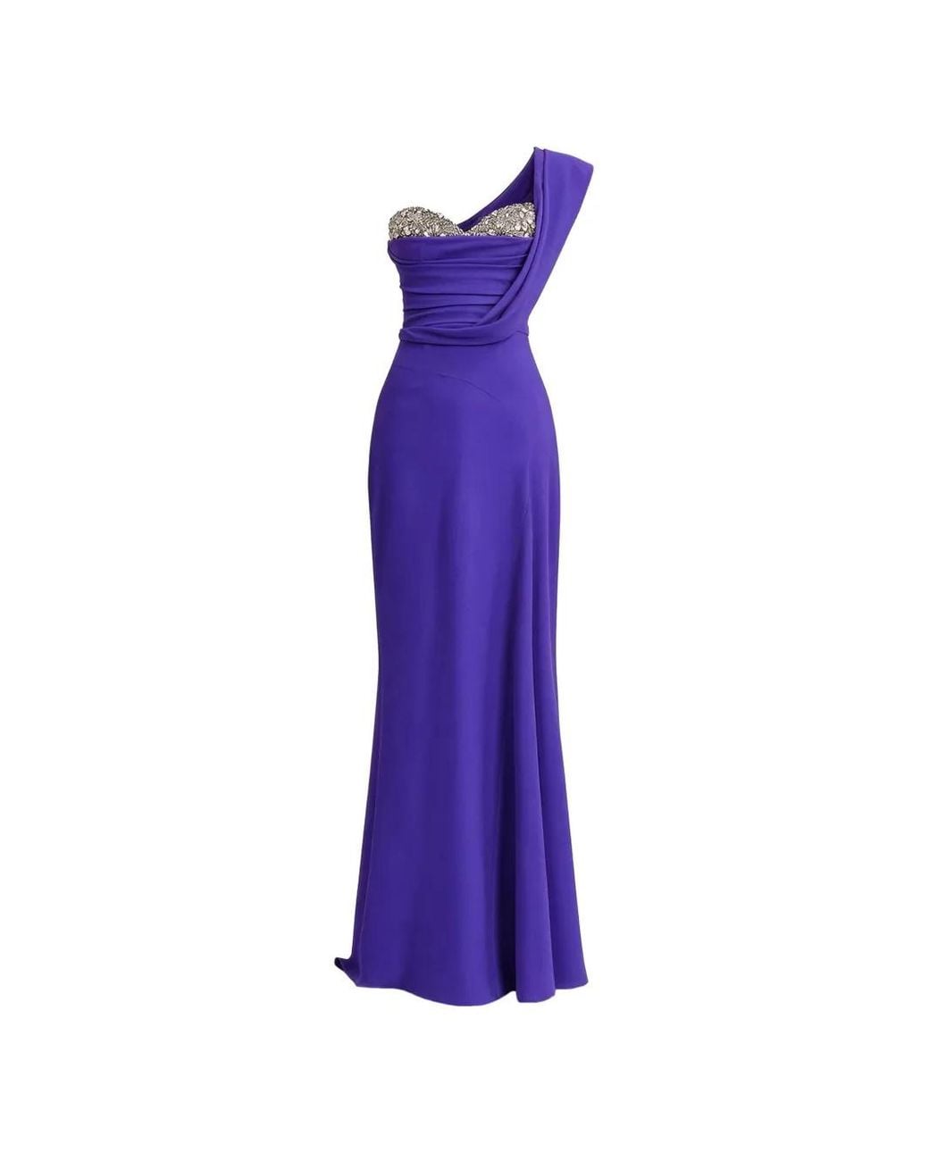 Gemy Maalouf Purple Crystal-Embellished Draped Corset Dress