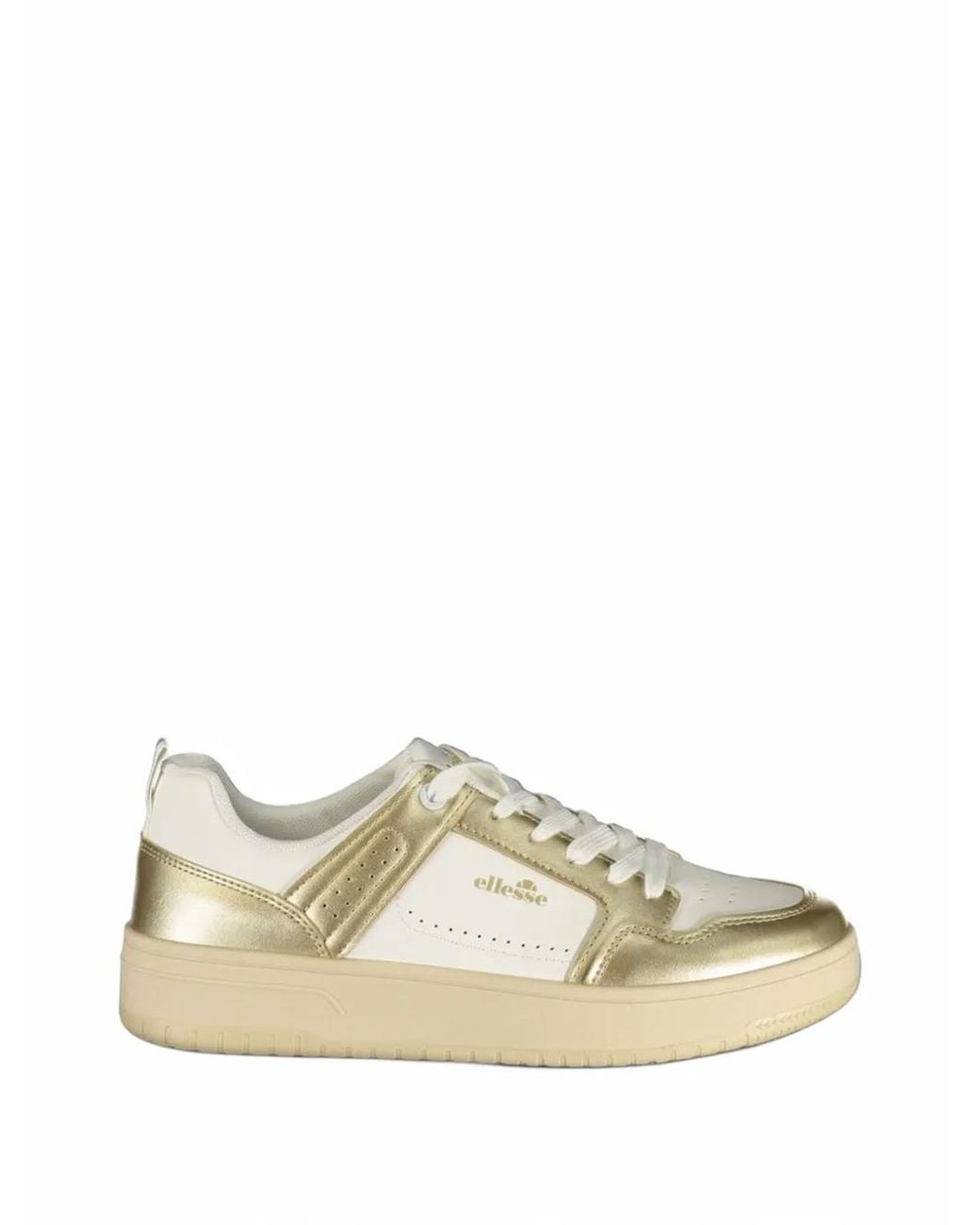 Ellesse White Metallic-Effect Panelled Sneakers