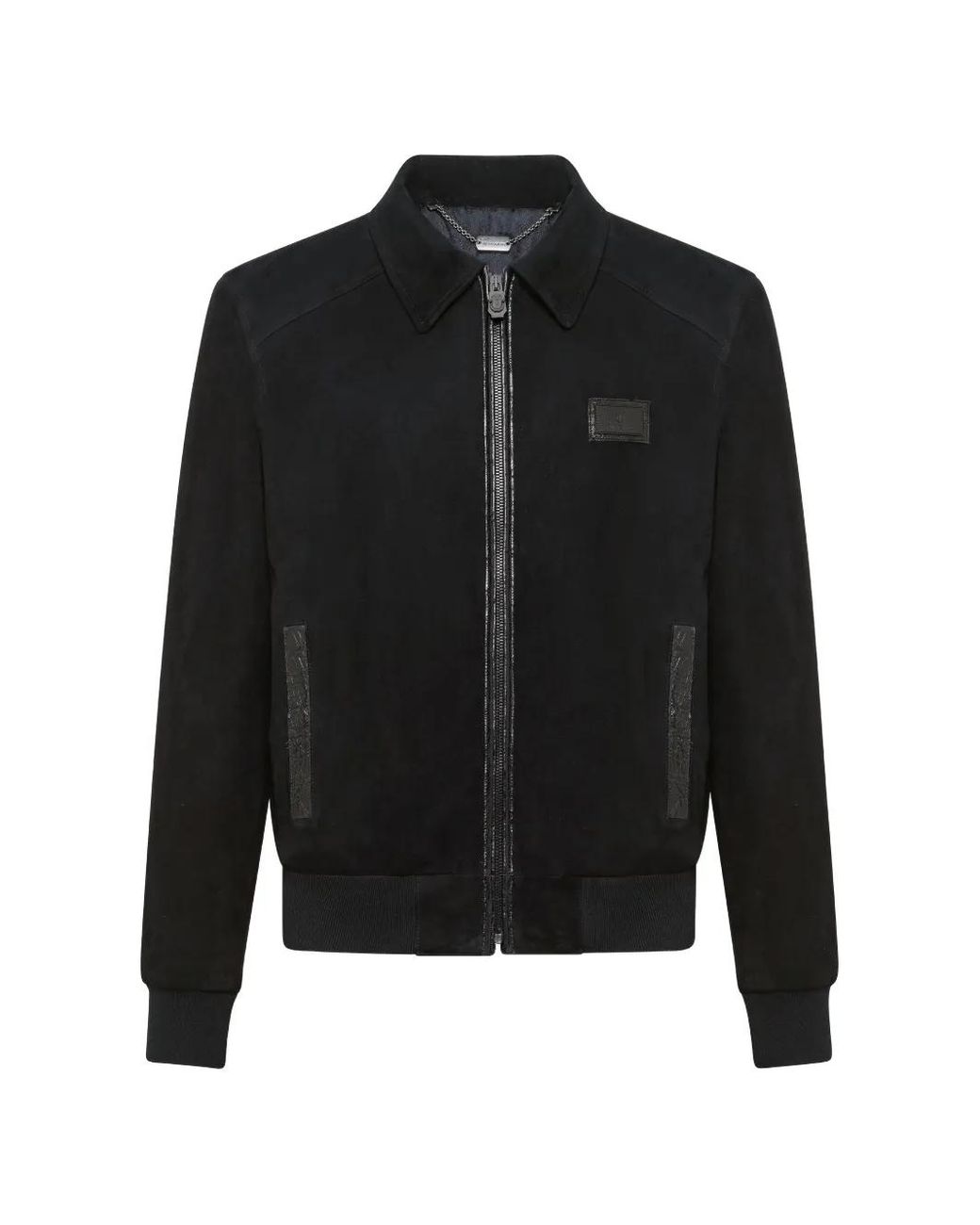 Billionaire Black Logo-Patch Bomber Jacket for men