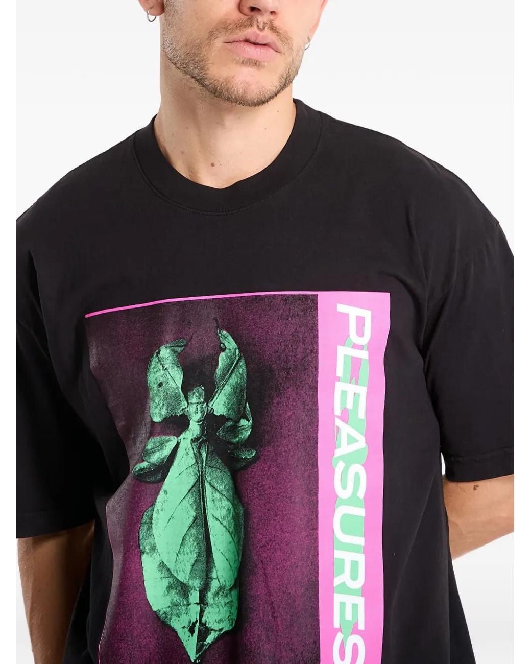 Pleasures Black Graphic T-Shirt for men