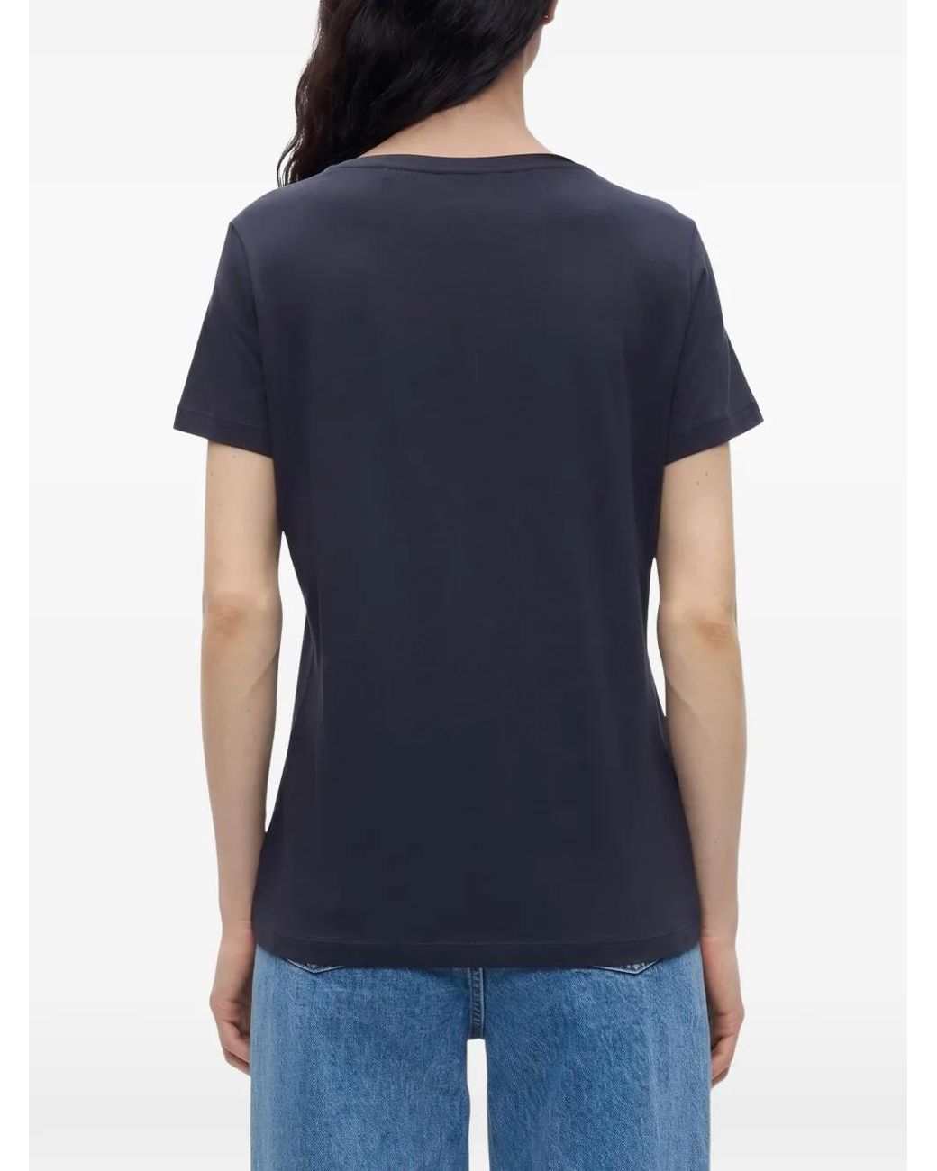 Boss Blue Floral-Embroidered T-Shirt