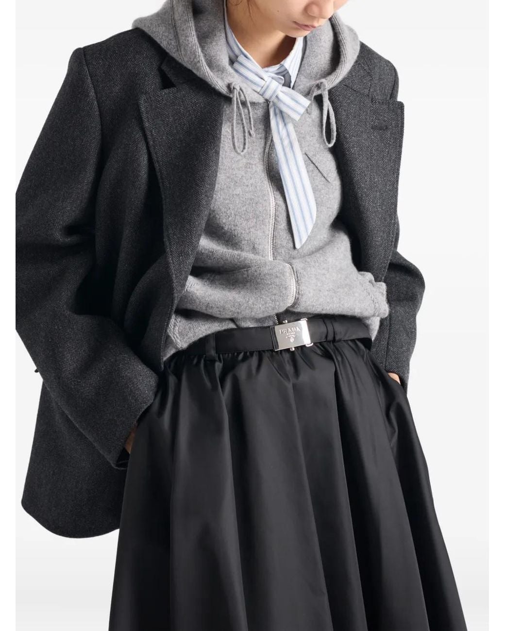 Prada Plooirok Met Ceintuur in het Black