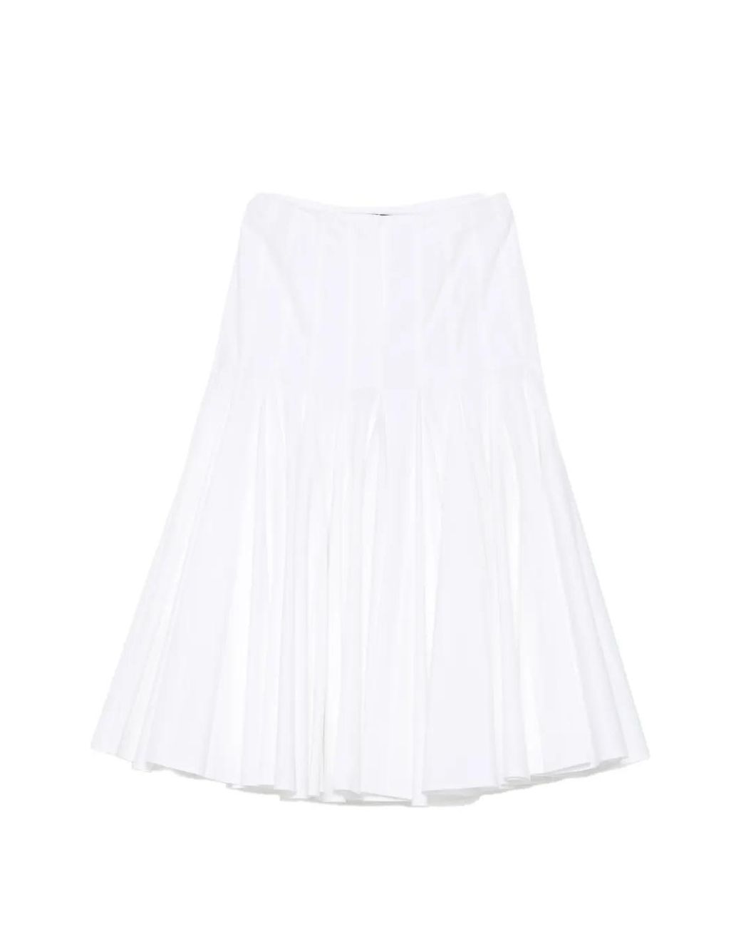 Jacquemus White Pleated A-Line Midi Skirt