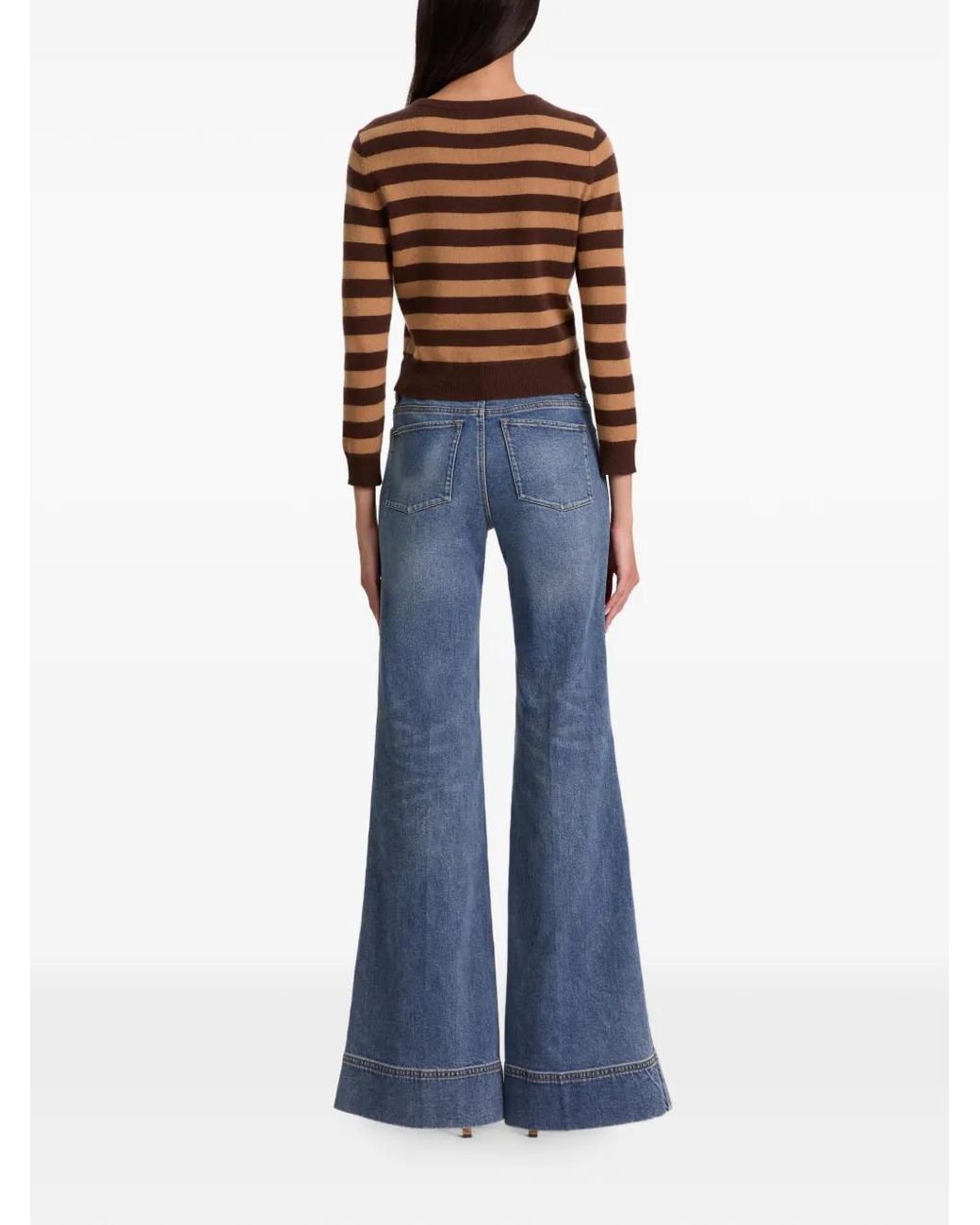 Alice + Olivia Brown Pull Rayé À Col Rond