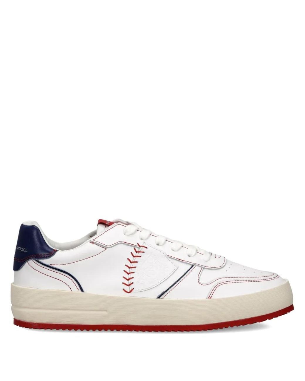 Philippe Model White Nice Baseball-Stitch Platform Sneakers for men