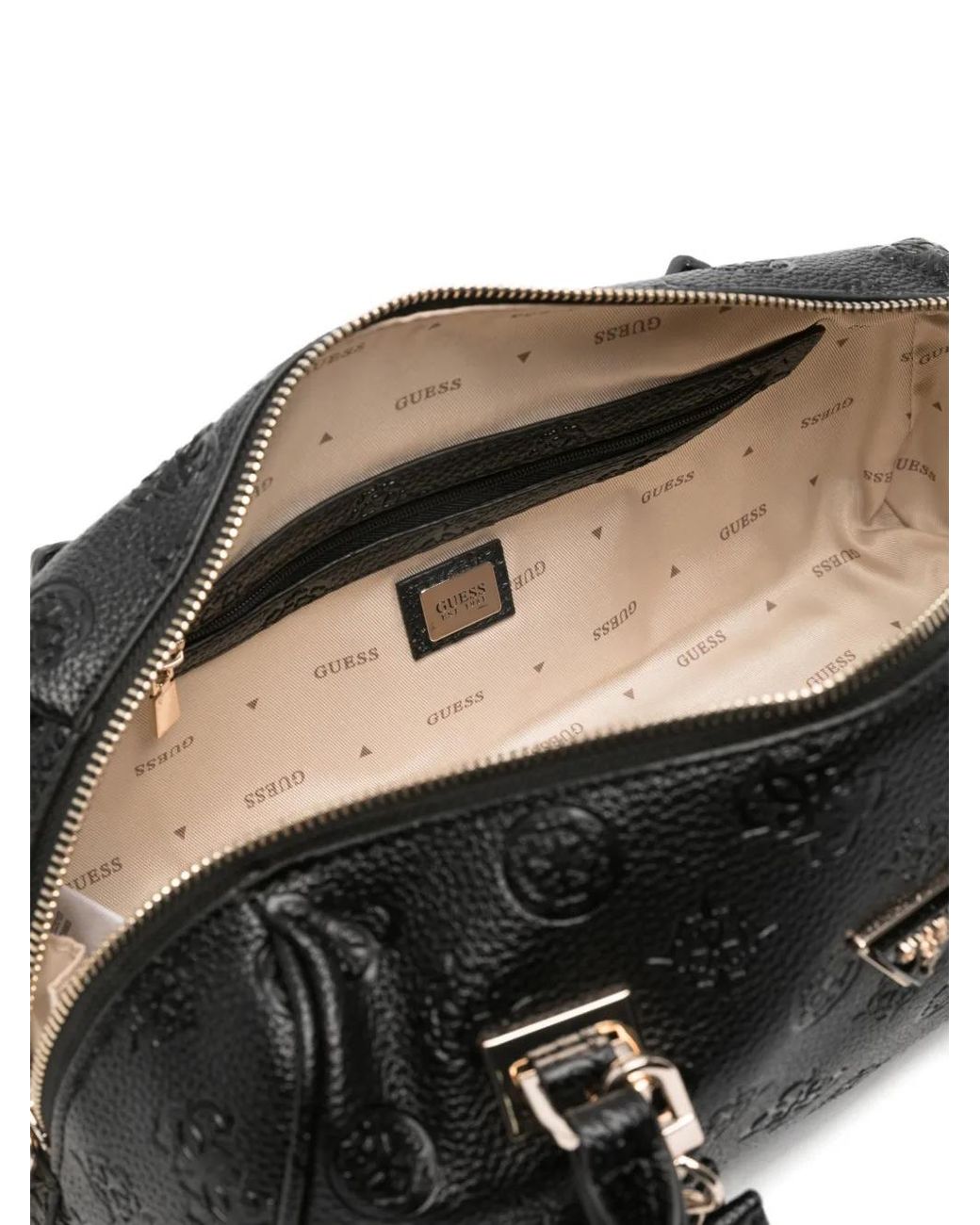 Guess Black Cresidia Ii Embossed Top-Handle Tote Bag