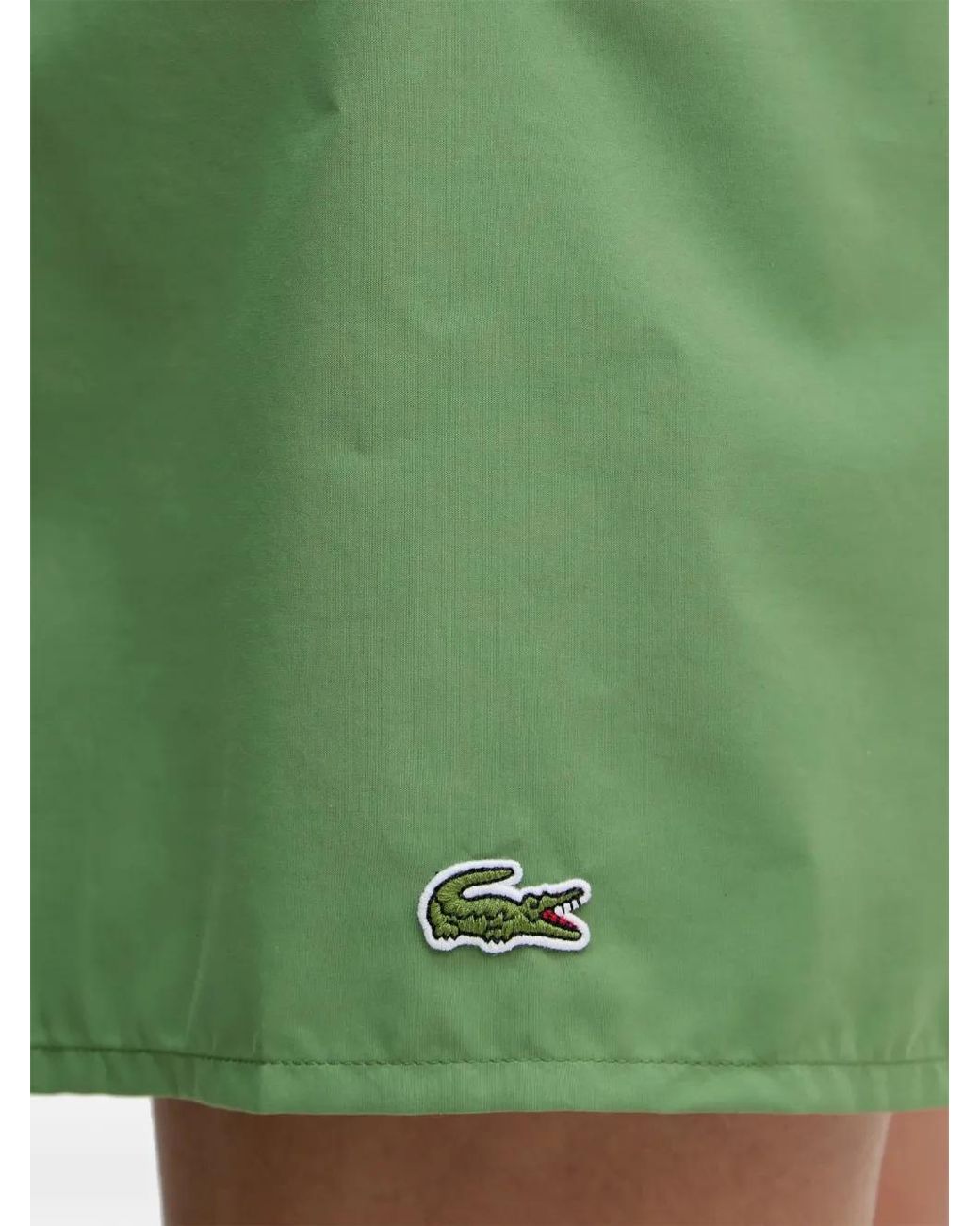 Lacoste Green Logo-Patch Drawstring Swim Shorts for men