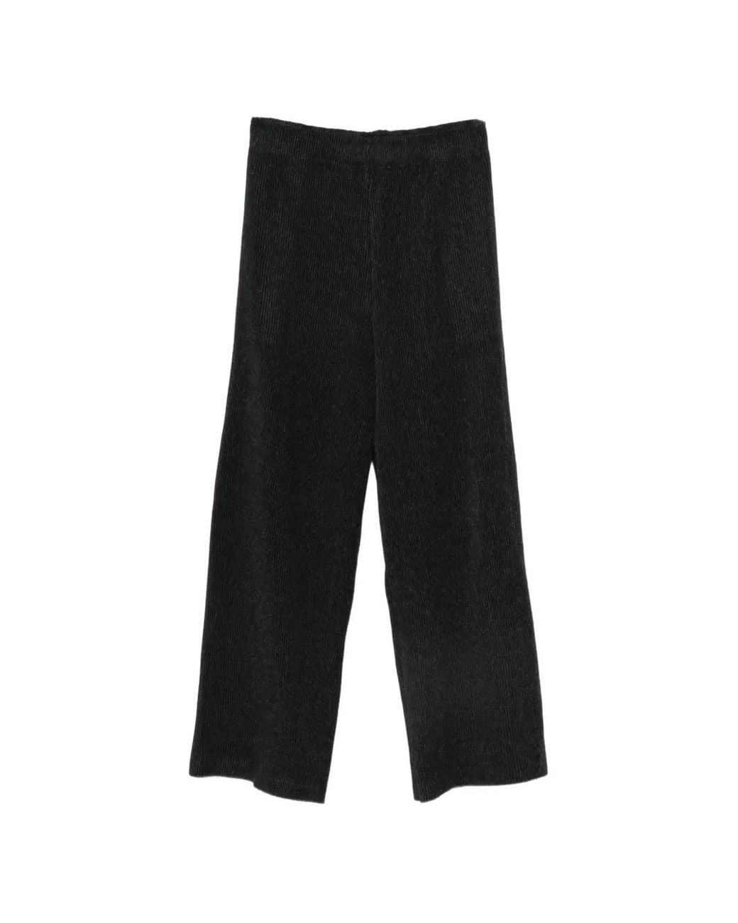 GONGDID DESIGN Black Pantalon En Maille À Design Côtelé