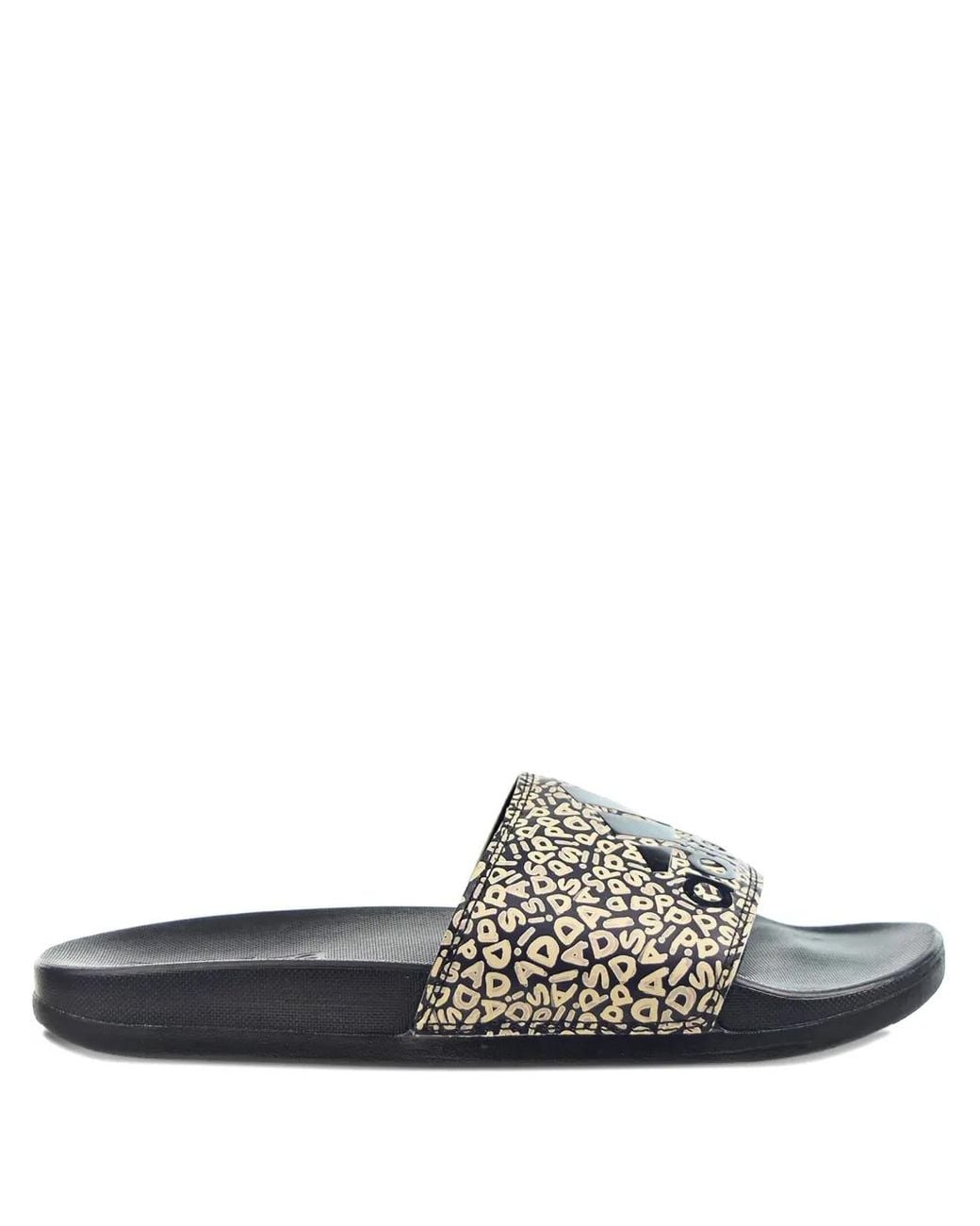 Adidas White Adilette Logo-Print Comfort Slides