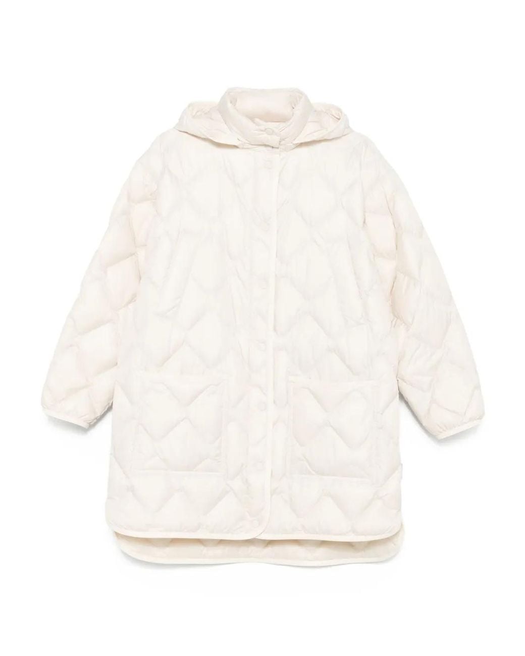 Woolrich White Quilted Hooded Coat