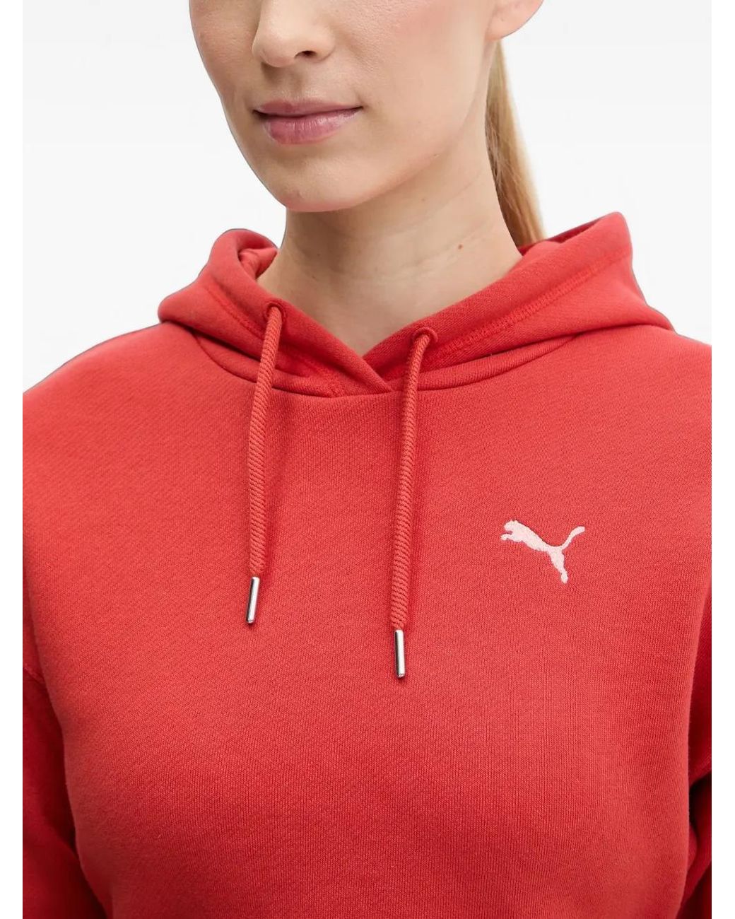 PUMA Red Hoodie Crop À Logo Brodé
