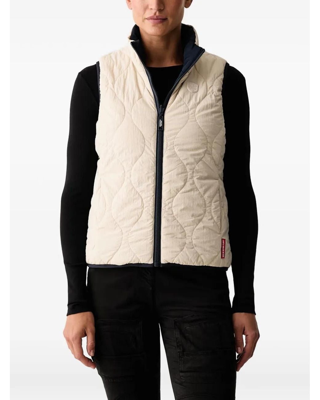 Aeronautica Militare Black Gilet Matelassé À Design Réversible