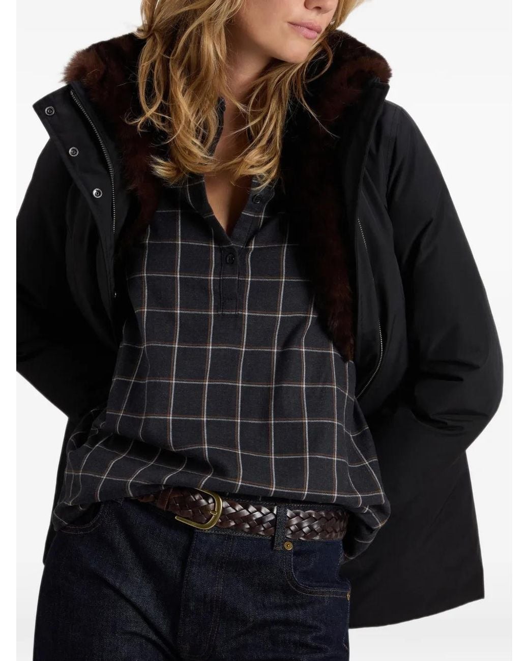 Woolrich Black Erie Faux-Fur Trim Parka