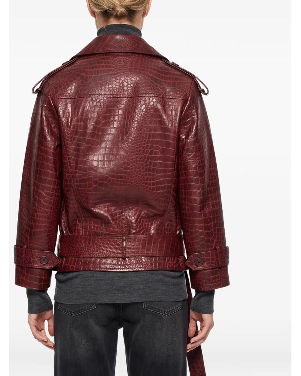 Salvatore Santoro Red Crocodile-Effect Double-Breasted Jacket