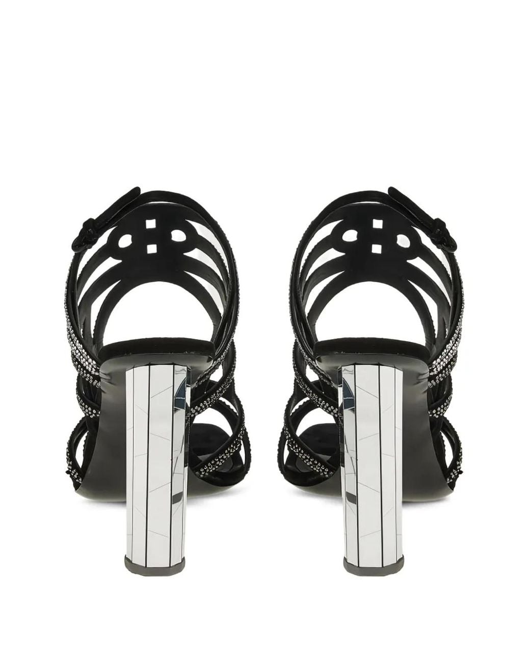 Ferragamo Black Crystal-Embellished Block-Heel Sandals